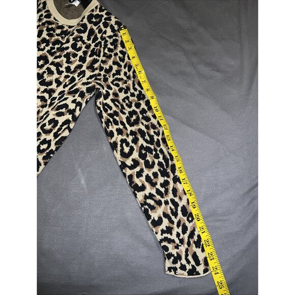 J Crew Tan Brown Leopard Animal Print Sweater Knit Pullover Shift Dress Size M - Picture 7 of 9